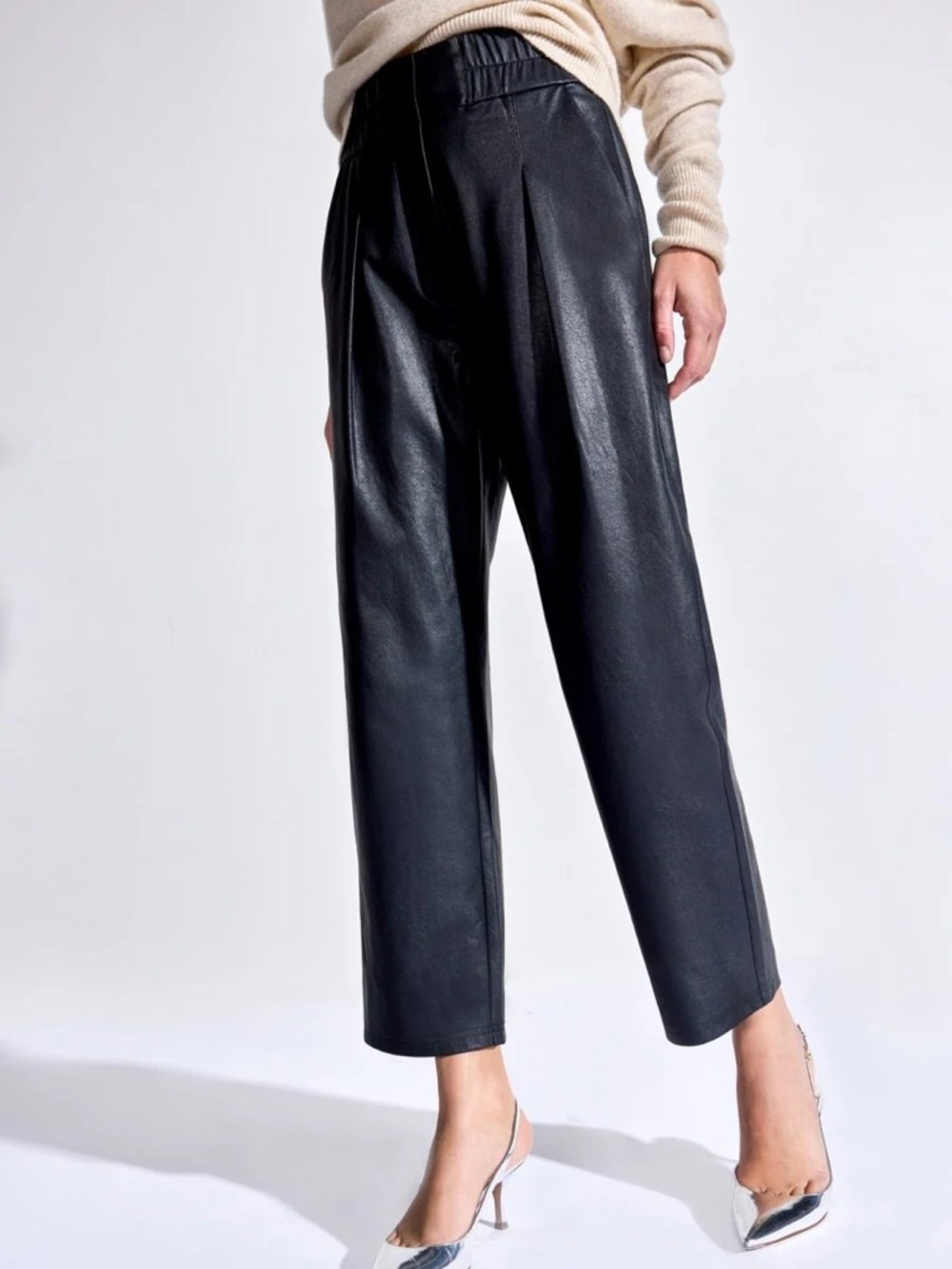 Brochu Walker Black Faux Leather Straight-Leg Pants